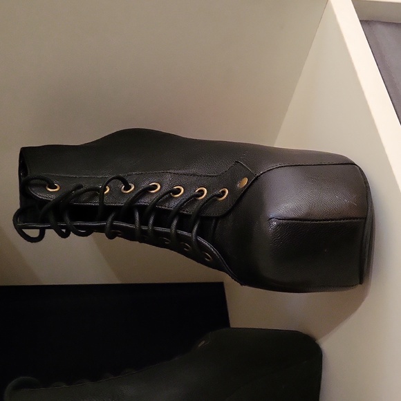 Jeffrey Campbell Shoes Havana Last High Heel Leather Dark Academia / Sz 6.5/ Blk - Picture 7 of 17